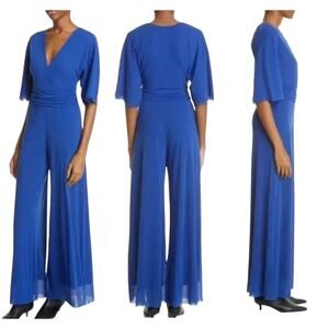 Fuzzi Jean Paul Gaultier NWT Surplice Wide Leg Jumpsuit in Canarie Blue Size L